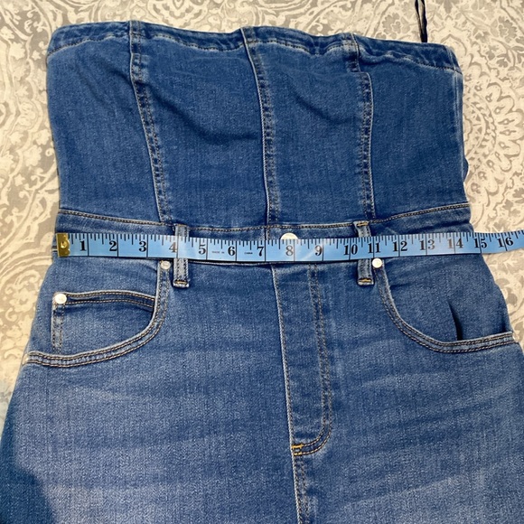 Anthropologie , The Madi Strapless Denim Midi Dress by Pilcro, Md ,EUC - Picture 12 of 14